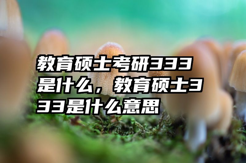 教育硕士考研333是什么，教育硕士333是什么意思