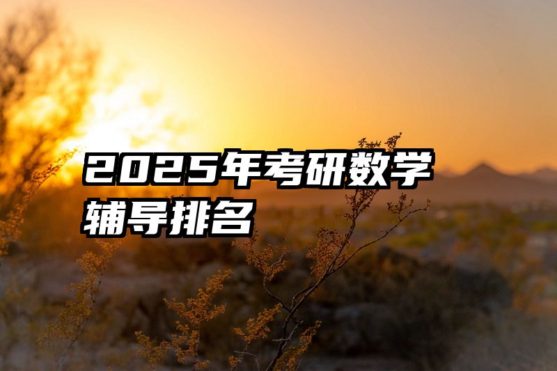 2025年考研数学辅导排名