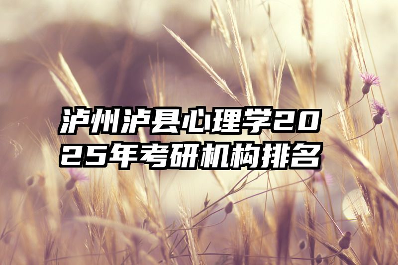 泸州泸县心理学2025年考研机构排名