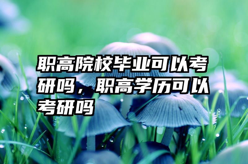 职高院校毕业可以考研吗，职高学历可以考研吗