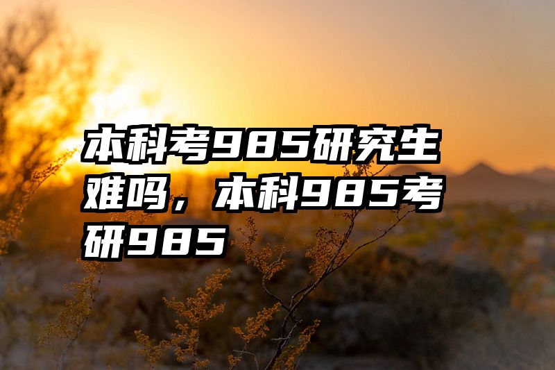 本科考985研究生难吗,本科985考研985