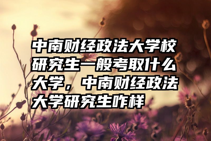 中南财经政法大学校研究生一般考取什么大学,中南财经政法大学研究生咋样