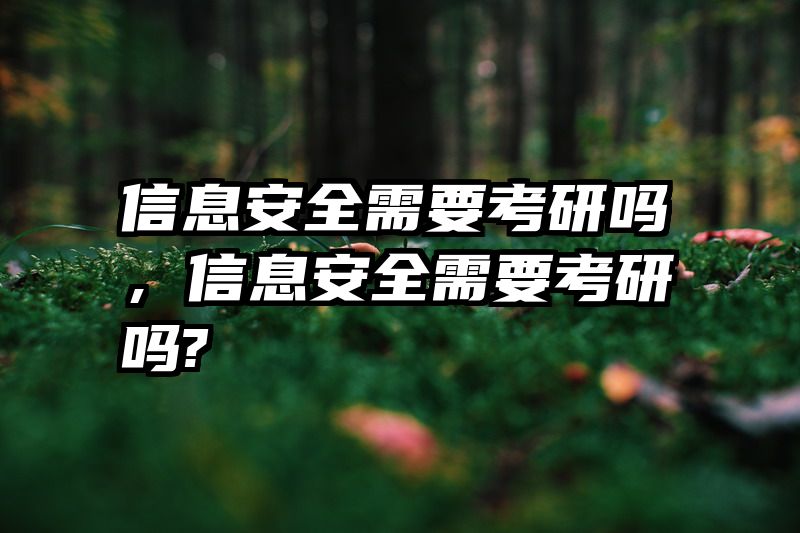 信息安全需要考研吗,信息安全需要考研吗?