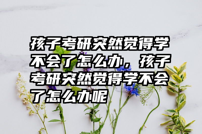 孩子考研突然觉得学不会了怎么办，孩子考研突然觉得学不会了怎么办呢