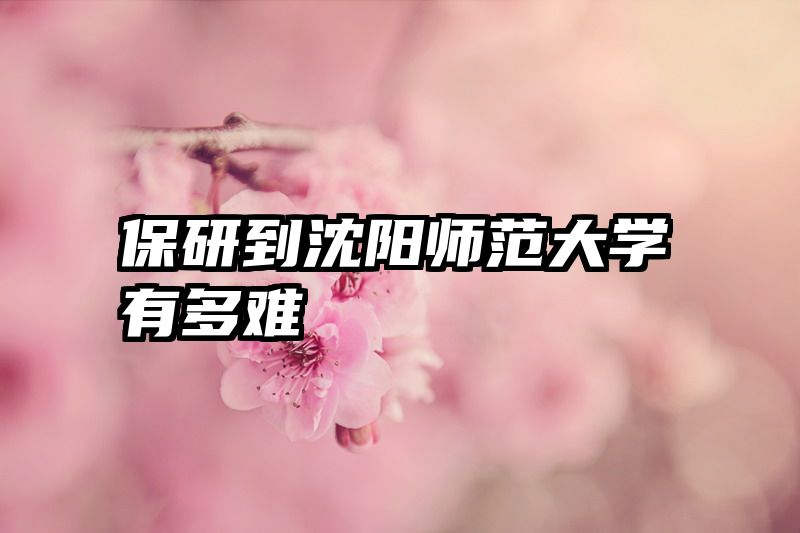 保研到沈阳师范大学有多难